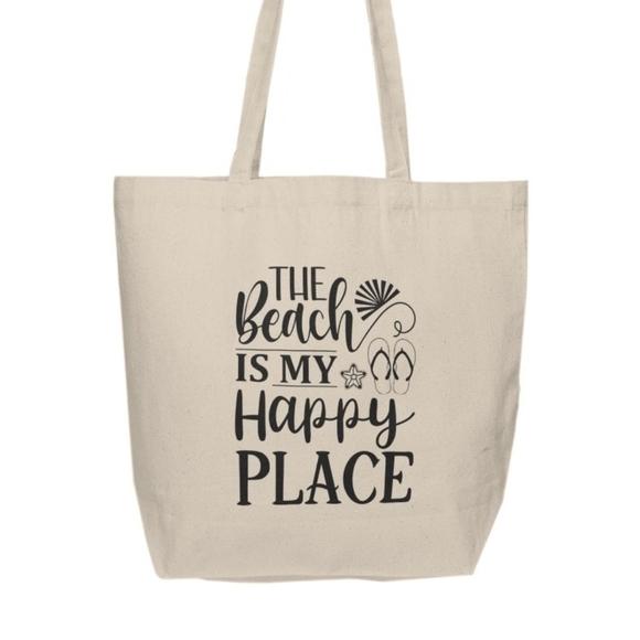 The Beach Is My Happy Place Custom Tote Bag - Picture 1 of 4
